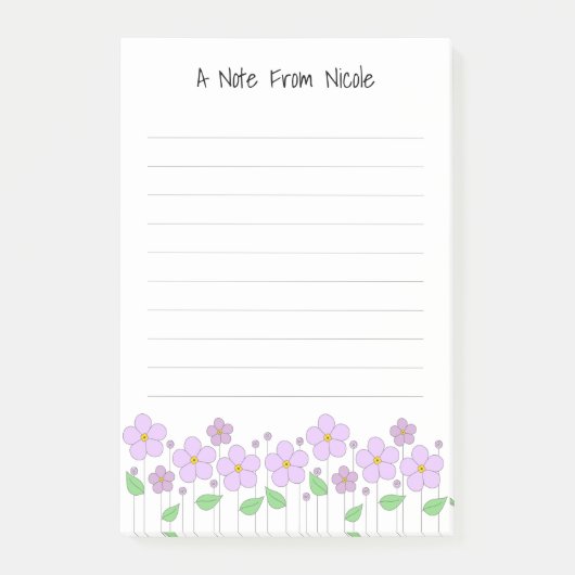 Lila Bloemen Gelijnd Papier Post-it Notities Post-it® Notes (Voorkant)