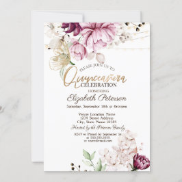 Lila bloemen Glitter Butterflies Quinceañera Kaart