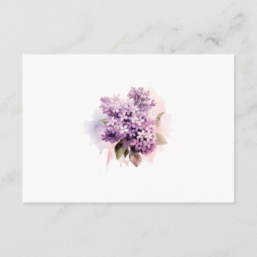 Lila Bloemen Groen Waterverf Bruiloft Informatiekaartje (Achterkant)