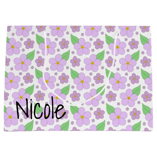 Lila Bloemen Grote Gift Bag Groot Cadeauzakje (Voorkant)