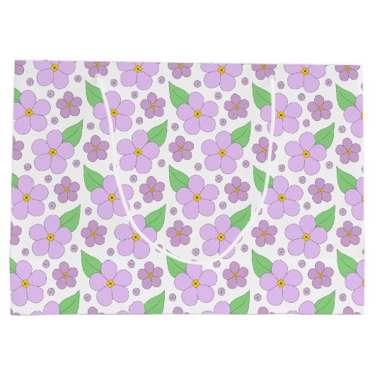 Lila Bloemen Grote Gift Bag Groot Cadeauzakje (Achterkant)