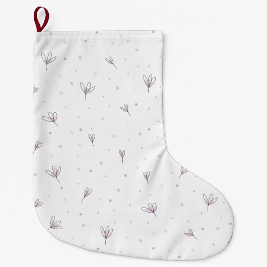 Lila bloemen grote kerstsok (Voorkant)