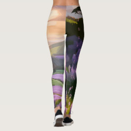 Lila bloemen: Hillside Art bij Sunset's Glow Leggings