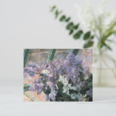 Lila bloemen in een Briefkaart met een venster Fin (Staand voorkant)