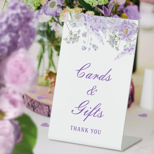 Lila bloemen Kaarten & geschenken Reclamebord Met Voetstuk