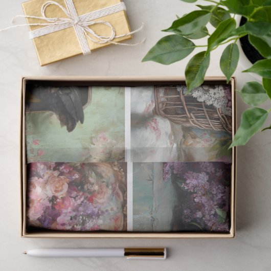 Lila Bloemen Kip Collage Decoupage Tissuepapier (Geschenk)