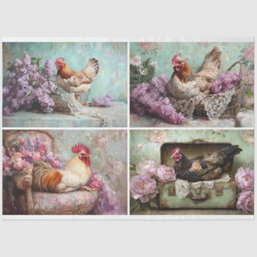 Lila Bloemen Kip Collage Decoupage Tissuepapier (Voorkant)