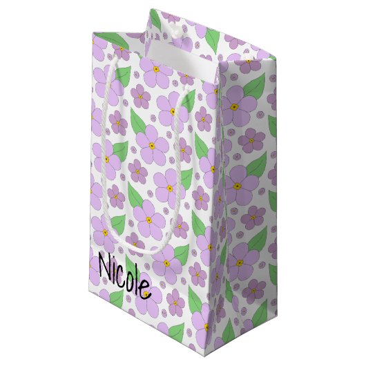 Lila Bloemen Kleine Gift Bag Klein Cadeauzakje (Voorkant Gekanteld)