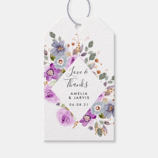 Lila bloemen | Labels voor weddenschappen met cade Cadeaulabel (Voorkant)