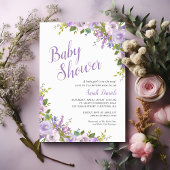 Lila Bloemen Lange afstand Baby shower Kaart
