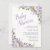 Lila Bloemen Lange afstand Baby shower Kaart (Voorkant)