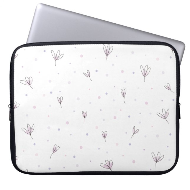Lila bloemen laptop sleeve (Voorkant)