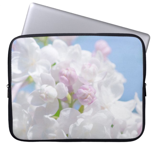 Lila bloemen laptop sleeve (Voorkant)