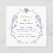  lila bloemen lijst visitekaartje (Achterkant)