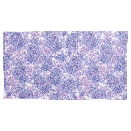 Lila bloemen met waterverf kussensloop (Voorkant-Links)