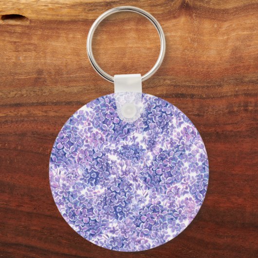 Lila bloemen met waterverf sleutelhanger (Voorkant)