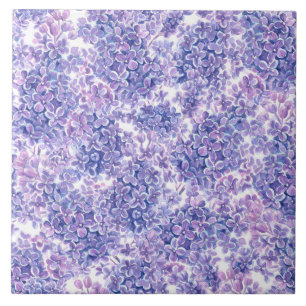 Lila bloemen met waterverf tegeltje