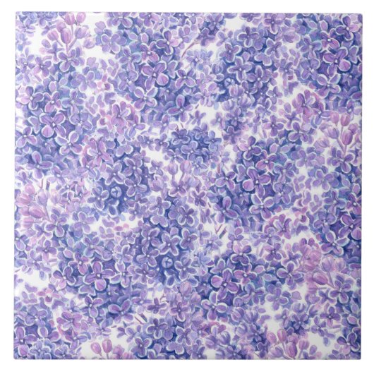 Lila bloemen met waterverf tegeltje (Voorkant)