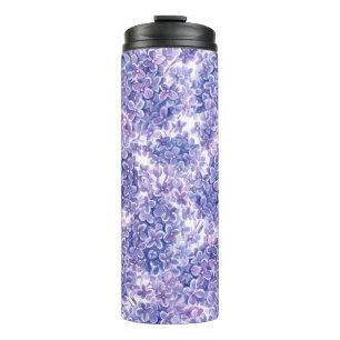 Lila bloemen met waterverf thermosbeker