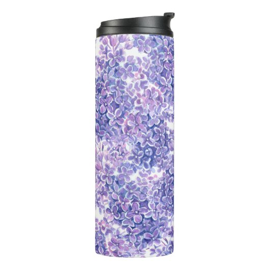 Lila bloemen met waterverf thermosbeker (Gedraaid links)