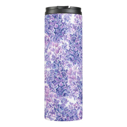 Lila bloemen met waterverf thermosbeker (Achterkant)