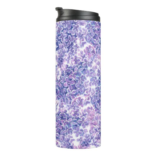 Lila bloemen met waterverf thermosbeker (Geroteerd rechts)