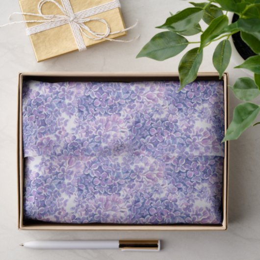 Lila bloemen met waterverf tissuepapier (Geschenk)