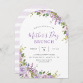 Lila Bloemen Moederdag Brunch Party Kaart (Voorkant / Achterkant)