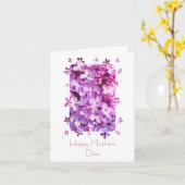 Lila Bloemen Moederdag Kaart (Gele Bloem)