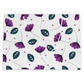 Lila bloemen op een witte tas groot cadeauzakje (Voorkant)