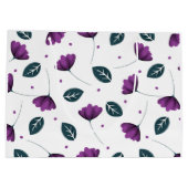 Lila bloemen op een witte tas groot cadeauzakje (Achterkant)