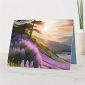 Lila bloemen op Hill op Sunset Glow Kaart (Voorkant)