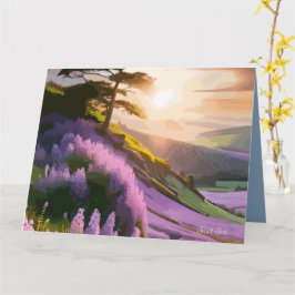 Lila bloemen op Hill op Sunset Glow Kaart