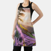 Lila bloemen op Hill op Sunset Glow Schort (Insitu)