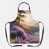 Lila bloemen op Hill op Sunset Glow Schort (Voorkant)
