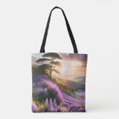 Lila bloemen op Hill op Sunset Glow Tote Bag (Achterkant)