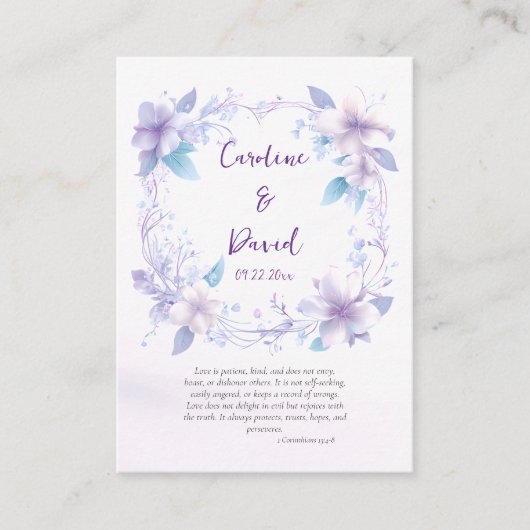Lila bloemen Orthodoxe huwelijksgebed Kaart Plaatskaartje (Voorkant)