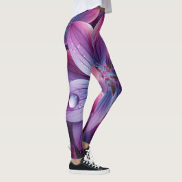 Lila bloemen Paarse en roze Leggings