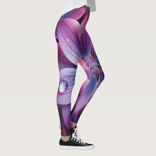 Lila bloemen Paarse en roze Leggings (Rechts)