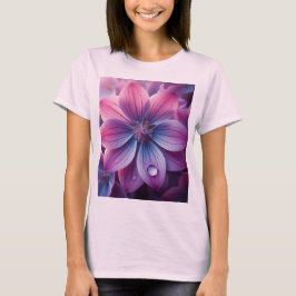 Lila bloemen Paarse en roze T-shirt