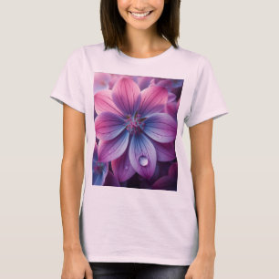 Lila bloemen Paarse en roze T-shirt