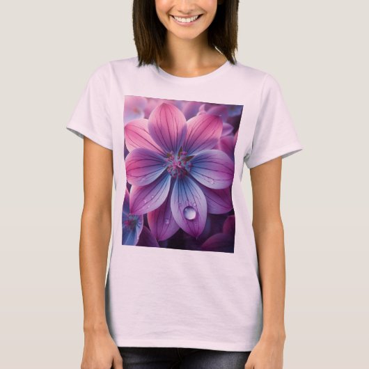 Lila bloemen Paarse en roze T-shirt (Voorkant)