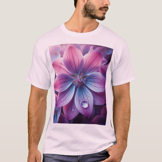 Lila bloemen Paarse en roze T-shirt (Voorkant)
