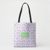 Lila Bloemen Pattern Canvas tas (Voorkant)