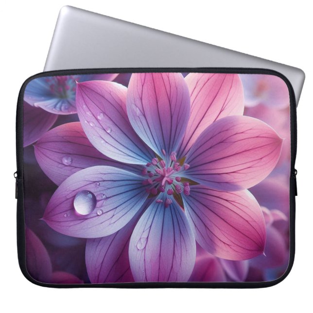Lila Bloemen Roze en Paarse Laptop Sleeve (Voorkant)