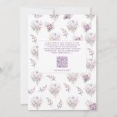 Lila Bloemen Rustiek Script Bloemen QR Code Huweli Kaart (Achterkant)
