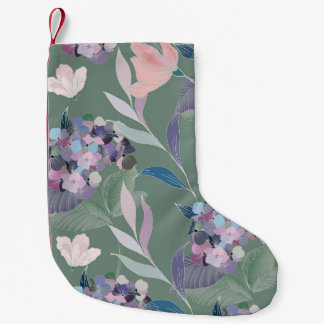 Lila Bloemen Sage Grijs Patroon Kleine Kerstsok