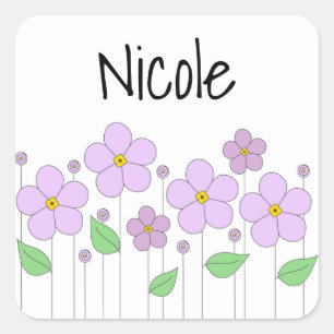 Lila Bloemen Sticker