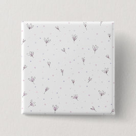 Lila bloemen vierkante button 5,1 cm