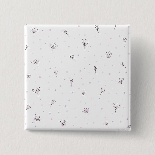 Lila bloemen vierkante button 5,1 cm (Voorkant)